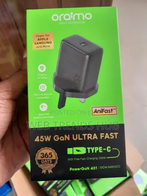 Oraimo 45w Powergan 451 Ultra Fast Type-C Charger (Ocw-5451ucc)