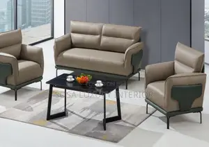 Premium Beige 3-piece Sofa Set With Armchairs And Centre Table