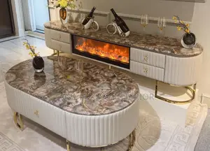 Premium Luxury Marble Tv Console And Centre Table Set