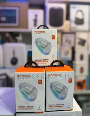 Porodo Vertical 4800 Dpi Wireless Mouse - Transparent