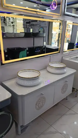 Vintage Vanity Double Bowl Cabinet Basin
