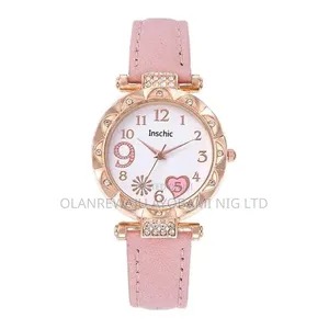 Girl's Leather Strap Wrist Quartz Watch