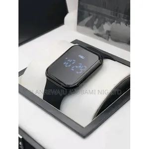 Fusili Waterproof Black Leather Digital Touch Wristwatch