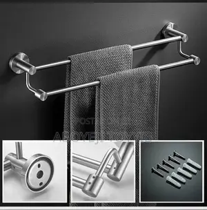 Stainless Steel Double Layer Bathroom Towel Hanger Towel Rack (80cm)