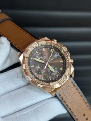 Fossil Chronograph Brown Leather Strap, Men's Luxury Wristwatch