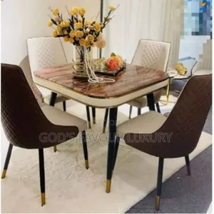 Square Dining Set of Table and 4 Chairs - Brown