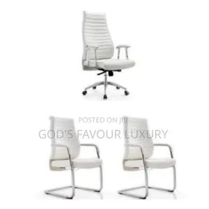 1 Executive Office Chair 2 Visitor's Chair - White