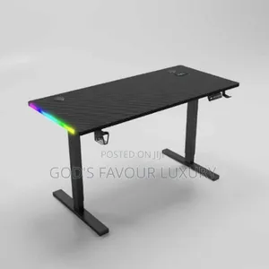 Electric Adjustable Desk With Side RGB Display - Black