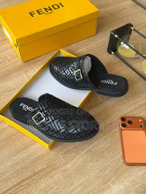 Fendi Buckle Strap Closure Leather Loafers