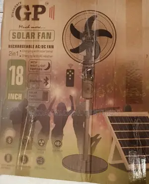 Gp 18-Inch Rechargeable Solar Standing Fan With Audio Remote