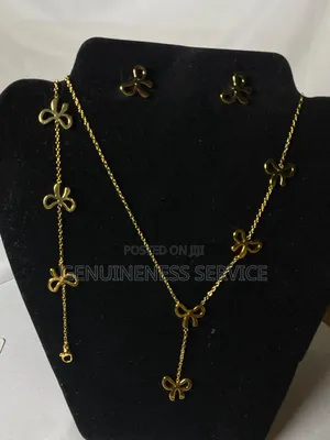 Gold Plated Stainless Steel Jewelry Set. Necklace, Bracelet