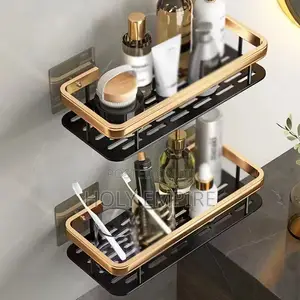 1 PCS Punch Corner Rack Shower Gold Black Triangle Basket/Hanger Shelf