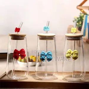 Smoothie Glass Cup With Bamboo Cover