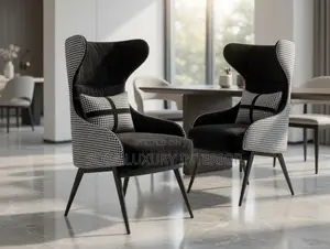 Premium Imported Black And White Houndstooth Accent Chairs
