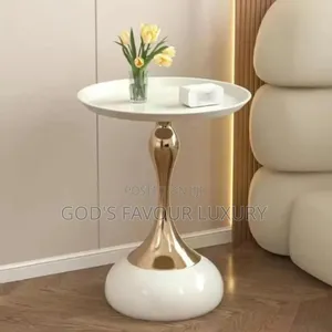 Marble Top Side Stool Table - White