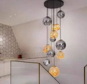 Modern Spiral Glass Orb Staircase Chandelier!