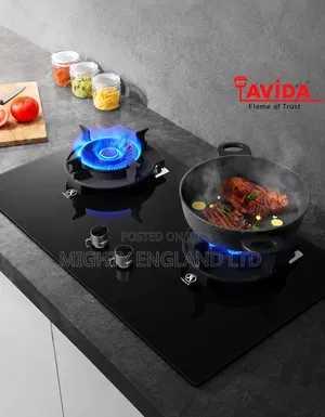 Black Tempered Glass 2-Burner Built-in Gas Stove