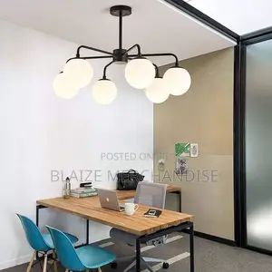 Warm Pastoral Glass Ball Atmosphere Chandelier-Black