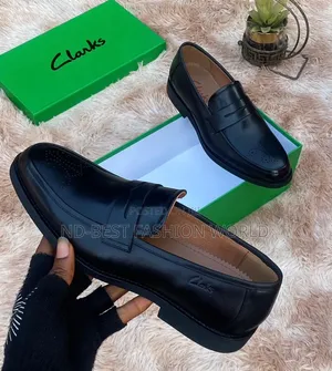 Black Leather Clarks Shoes