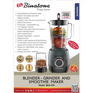 Binatone 2-in-1 Blender, Grinder Smoothie Maker (350w) BLG-470