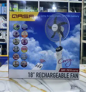 Qasa QRF-7918 Curvy 18" Inches Rechargeable Fan
