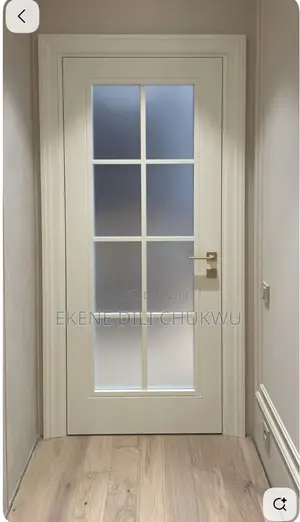 Modern Panel Wooden Door With Glass Design for Anti Room