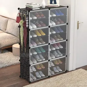9 Layers (2 Rolls) Dust Proof Plastic Shoe Cabinet With Hook