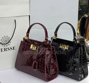 Versse Croc-Embossed Patent Top Handle Bags