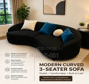 A Modern Crescent Sofa, or Kidney-Shaped Lounge Sofa.