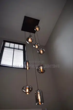 Modern 9-Smoked Void Chandelier – For Staircase, High Ceiling, Void