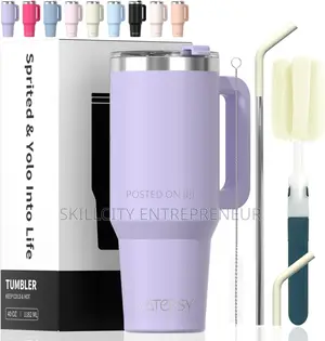 Straw Lid Double Insulated Reusable Stainless Steel Water Bottle