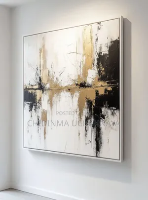 Black Grey Gold Foil Abstract Canvas Wall Art