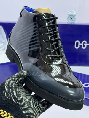 Black Patent Leather Chelsea/Lace-Up Ankle Shoes