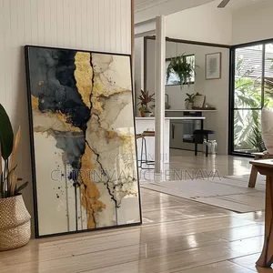 Large Abstract Oil Canvas Artwork With Acrylic Glass