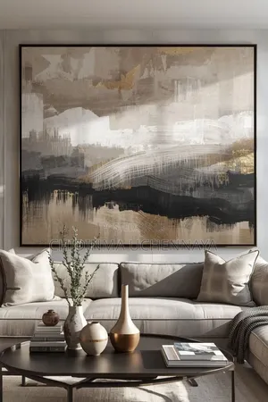 Neutral Golden Texture Abstract Canvas Artwork