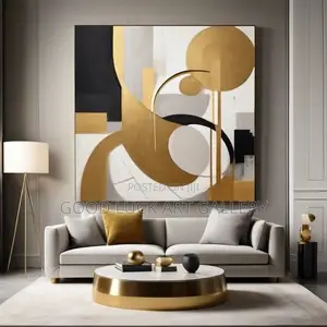 Black and Gold Abstract Circle Canvas