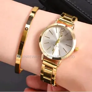 Women's Watch, Luxury Gold Quartz Watch Love Bracelet Set
