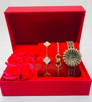 *Dior-Inspired Female Wristwatch Set | Box + 2 Bracelets + Carrier Bag