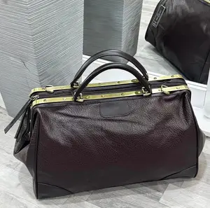 Pure Quality Leather Traveling Duffel Bag Coffee
