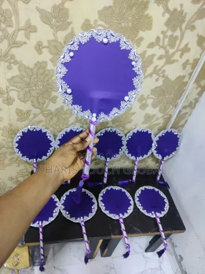 Set of Purple Aso-Ebi Handfans Ready-to-Buy (10pcs)