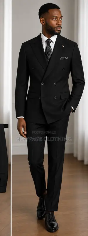 Premium Black Double-Breasted Men’S Suit for Sale