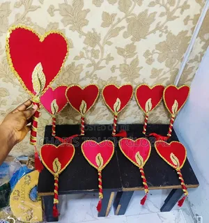Set of Red Aso-Ebi Handfans (10pcs)
