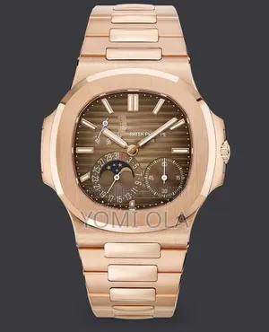 Patek Philippe Moon Phases Brown Sunburst Dial Watch
