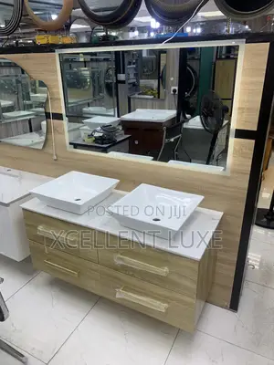 Double Bowl Cabinet Wash Hand Basin With Led Mirror