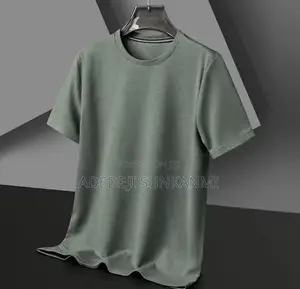 Summer Waffle Round Neck Short Sleeved T-Shirt for Men