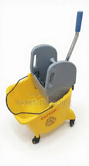 Yellow Mop Bucket Trolley With Side-Press Wringer – 24l