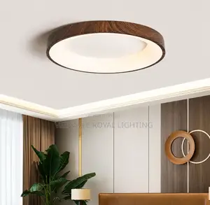 Round Wood Grain Ceiling Lamp–For Bedroom, Waiting Room, Hotels, Cafes
