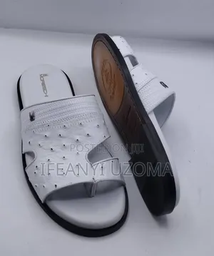 White Color Original Leather Slippers