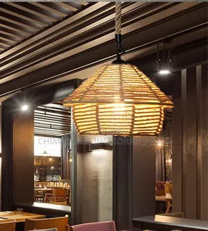 Vintage Pendant Lamp E27 Hemp Rope Iron Lampshade for Bar Shop/Coffee