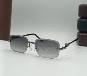 Luxury Rimless Sunglasses Etched Gradient Lenses, Gunmetal Frame